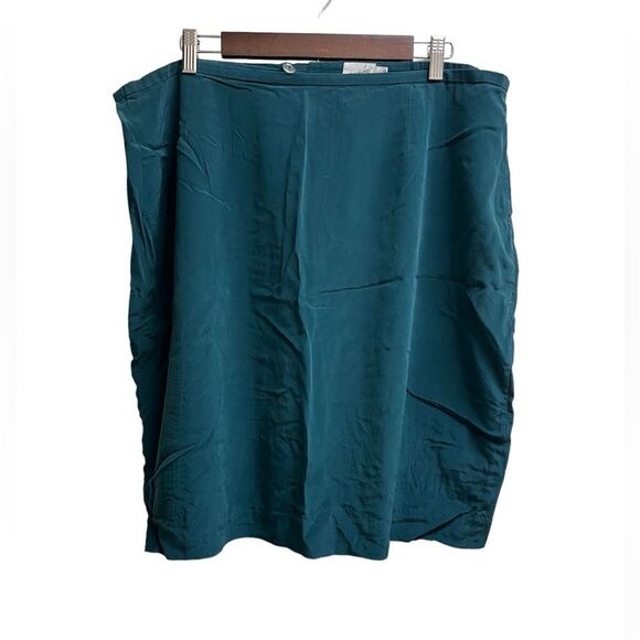 VTG Jacqueline Ferrar Plus Size Forest Green 100% Silk Mini Skirt SZ 20 - Picture 1 of 3